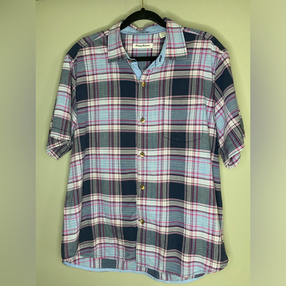 Tommy Bahama silk blend short sleeve shirt Large